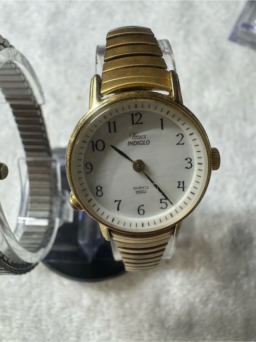 Timex Women's Round White Dial Watch with Gold Tone Bracelet